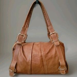 Tusca Blu Elegant Italian Tan Leather Weekender/Shoulder Bag